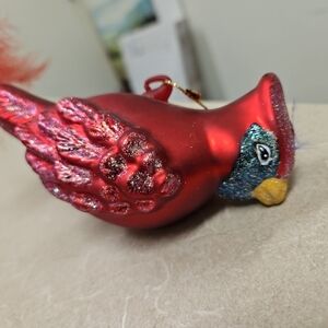 Vintage Mercury Glass Red Cardinal Bird Christmas Holiday Ornament